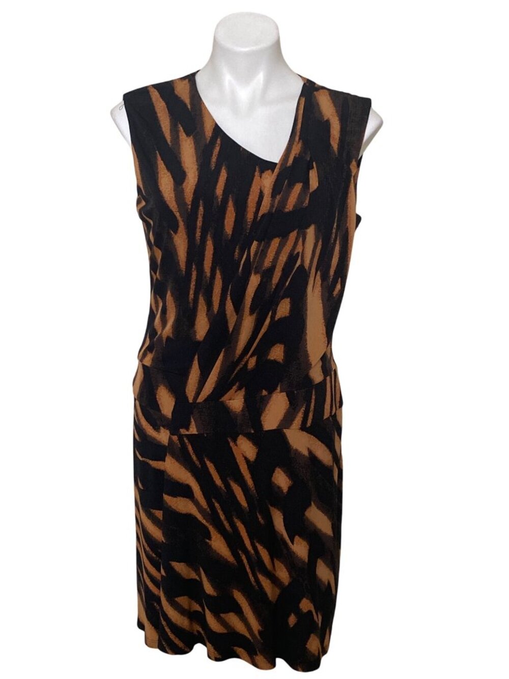 Calvin Klein Women's Black & Gold Abstract Print Dropped Waist Dress, Size 10